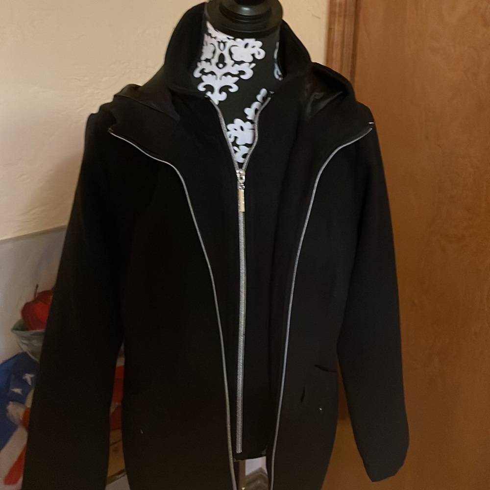 EUC polyester black pea-coat